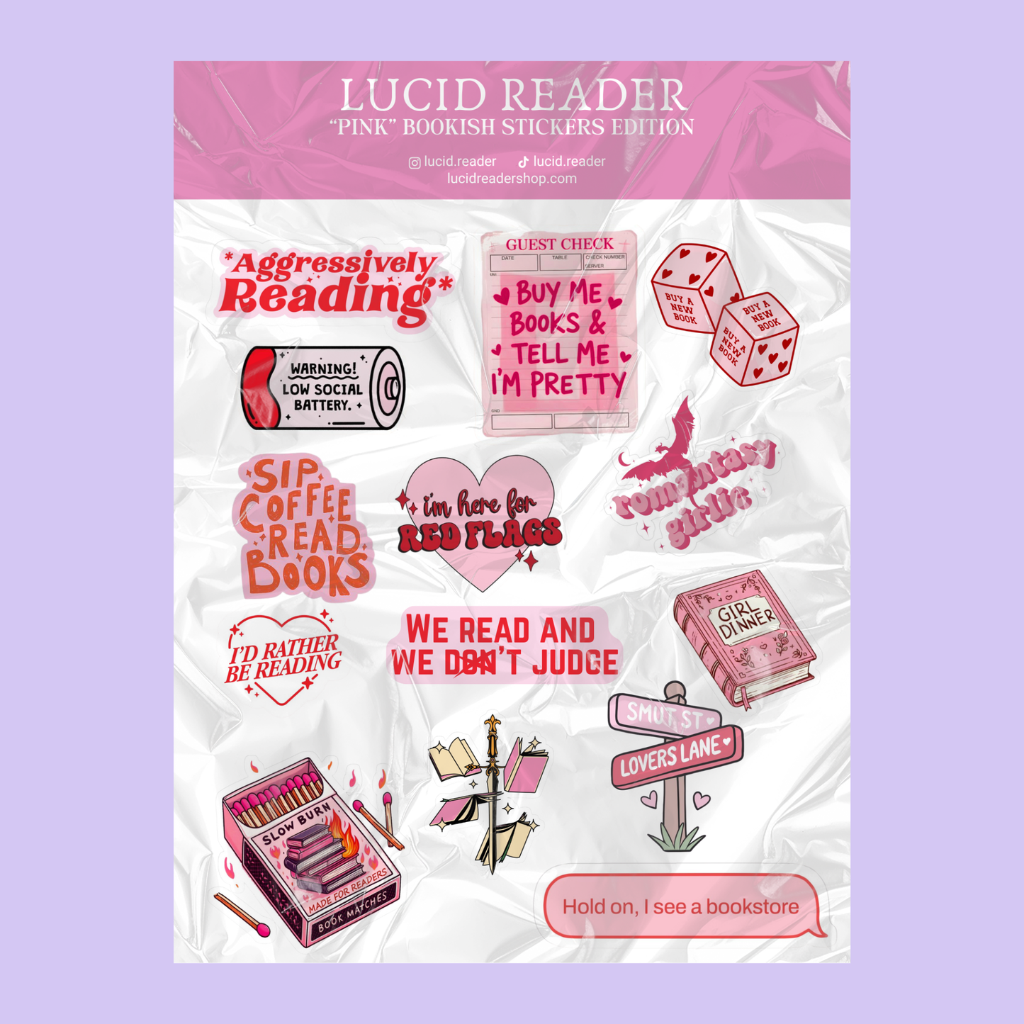 "Pink" Bookish Stickers